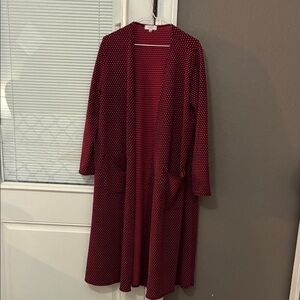 LuLaRoe Black and Pink Polka Dot Cardigan